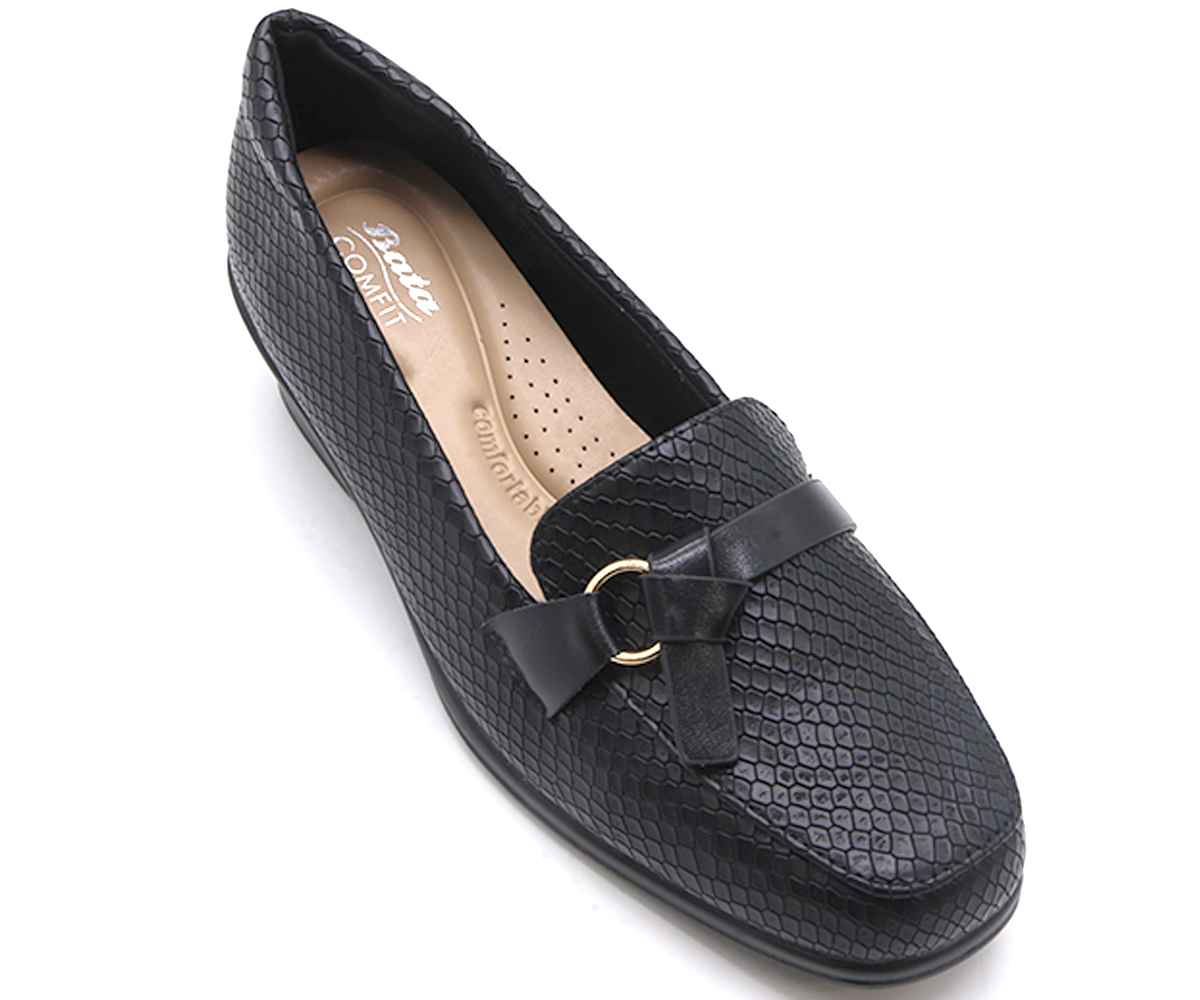 Comfit Black Snake Wedge Loafer