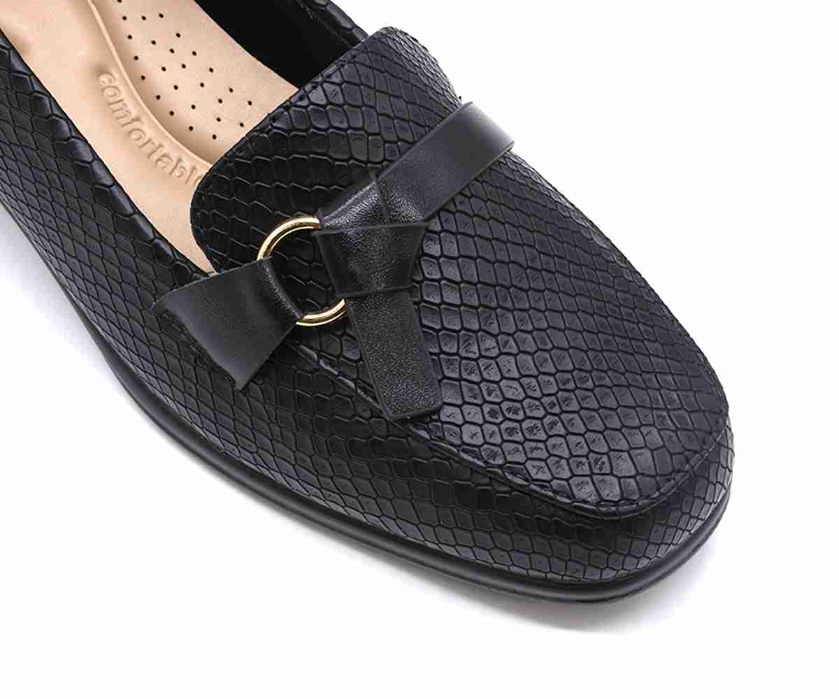 Comfit Black Snake Wedge Loafer