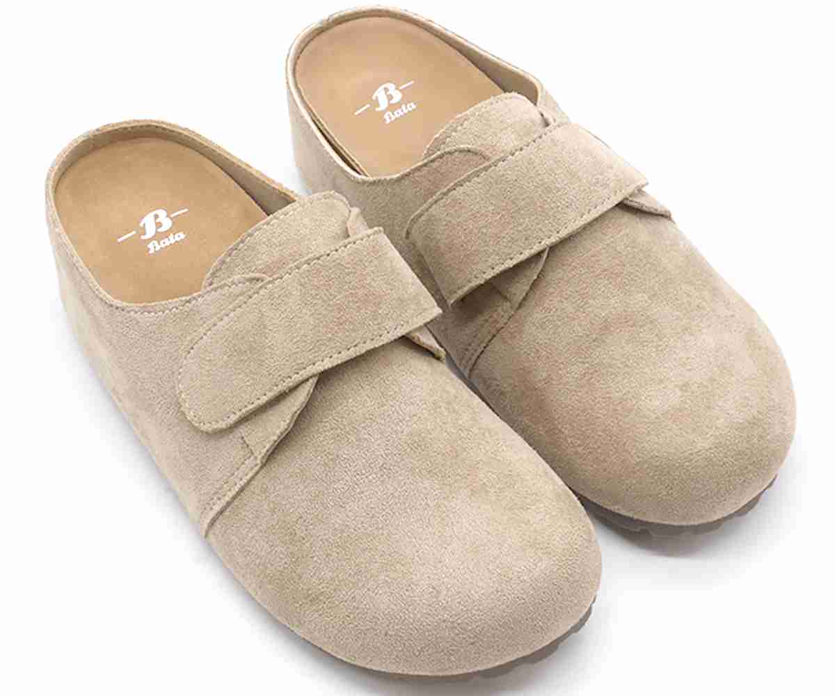 Beige Velcro Suede Slide