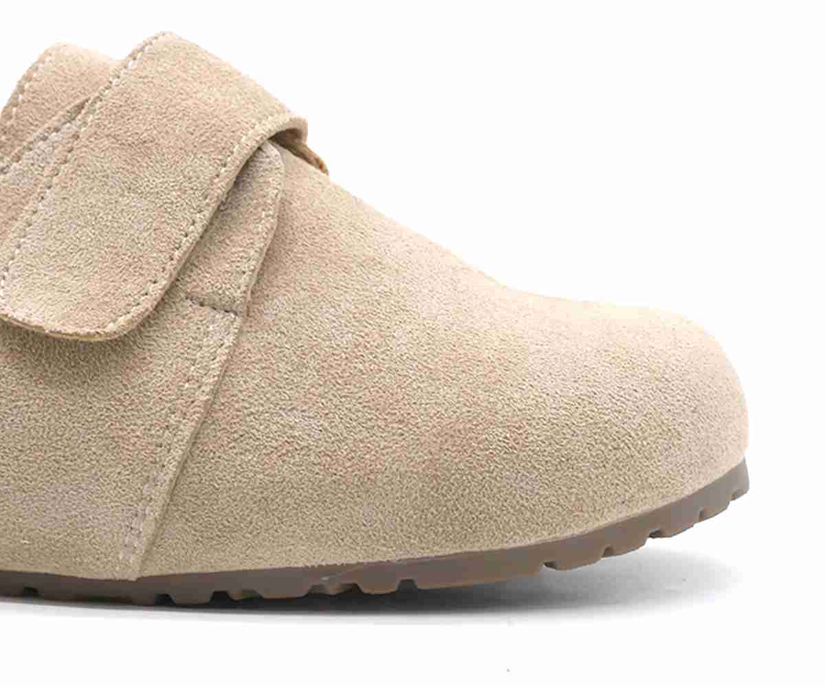 Beige Velcro Suede Slide