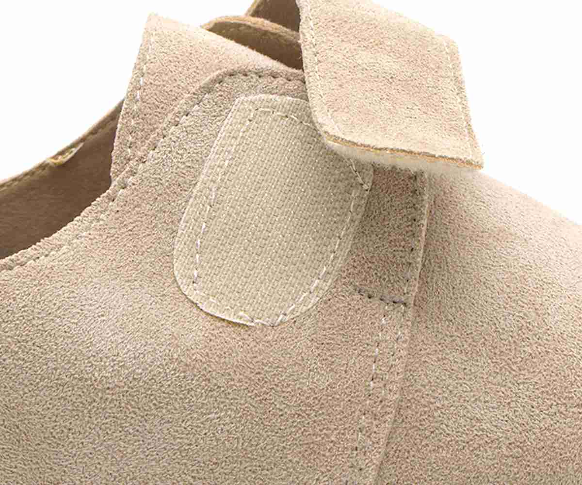 Beige Velcro Suede Slide