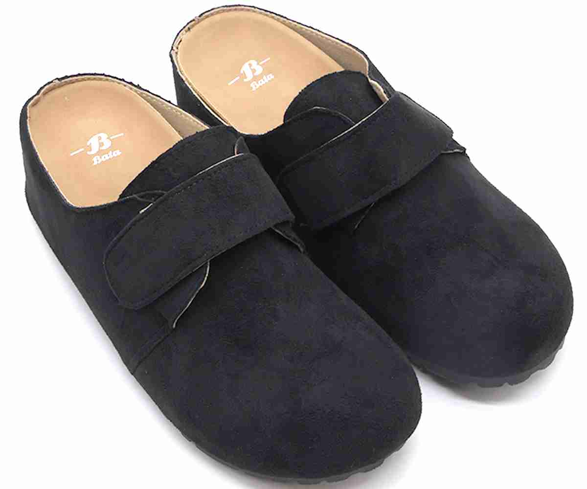 Black Velcro Suede Slide