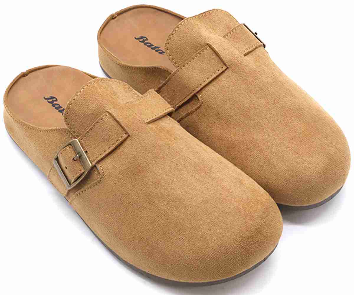 Buckled Camel Suede Slide
