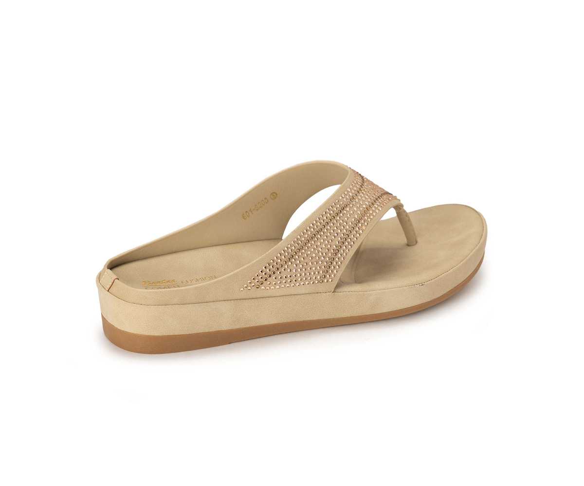 Comfit Beige Rhinestone Thong Slide