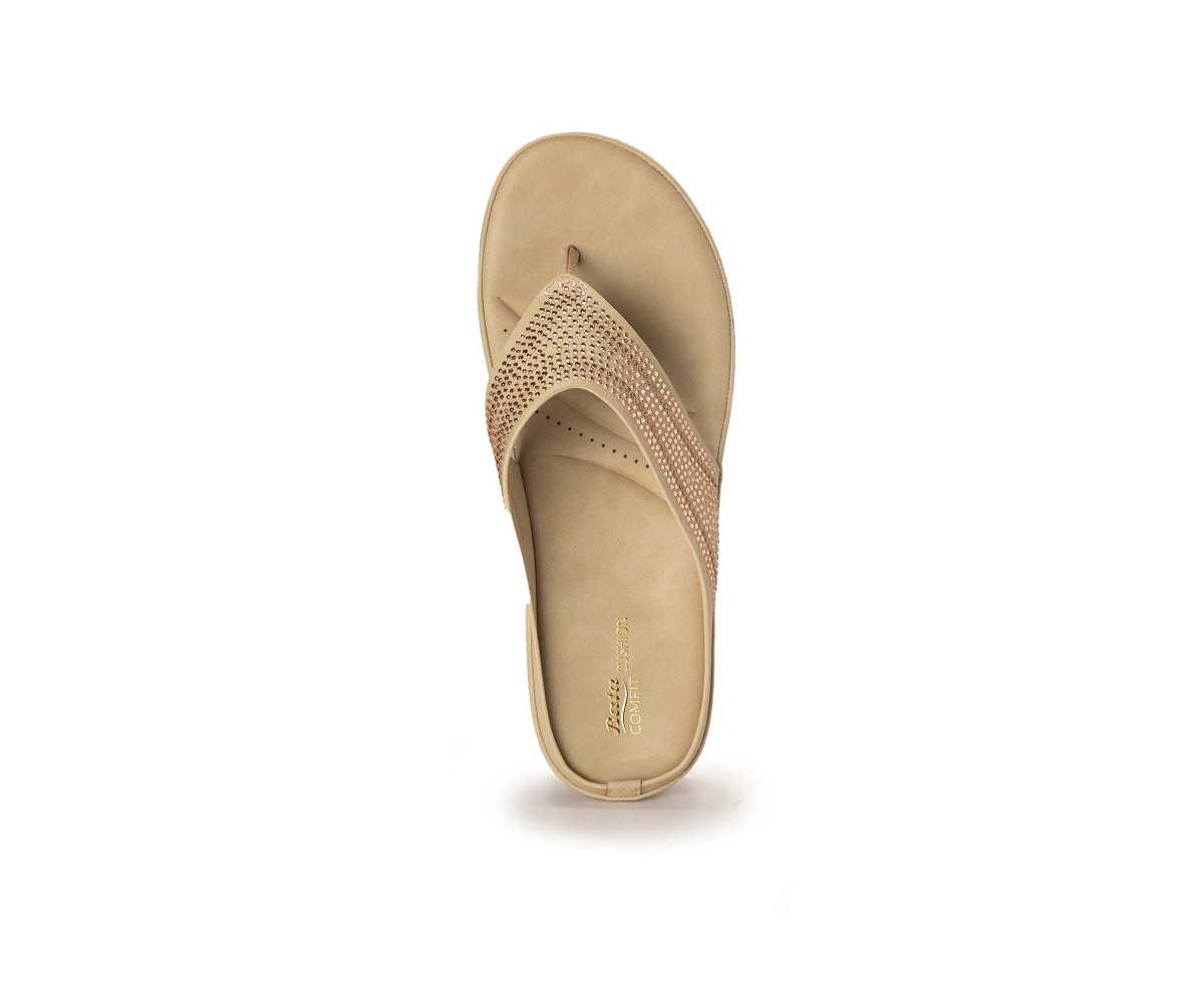 Comfit Beige Rhinestone Thong Slide
