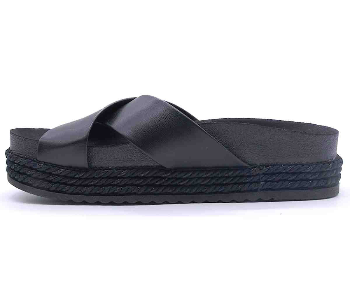 Br Chunky Cork Black Crossover Slides