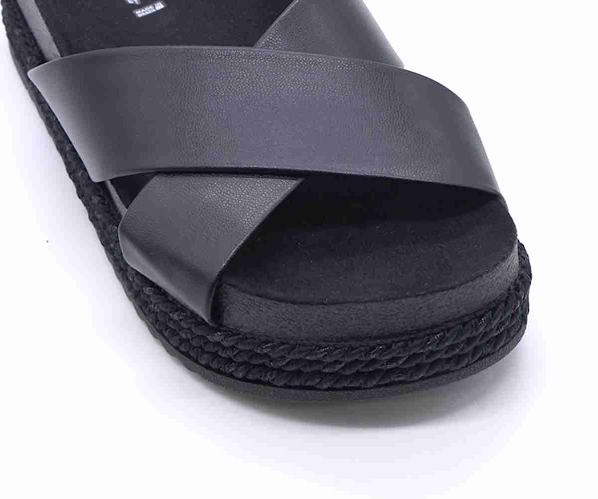 Br Chunky Cork Black Crossover Slides