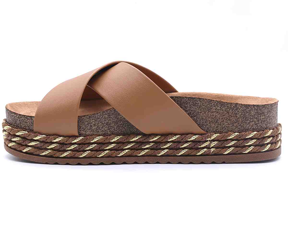 Br Chunky Cork Nude Crossover Slides