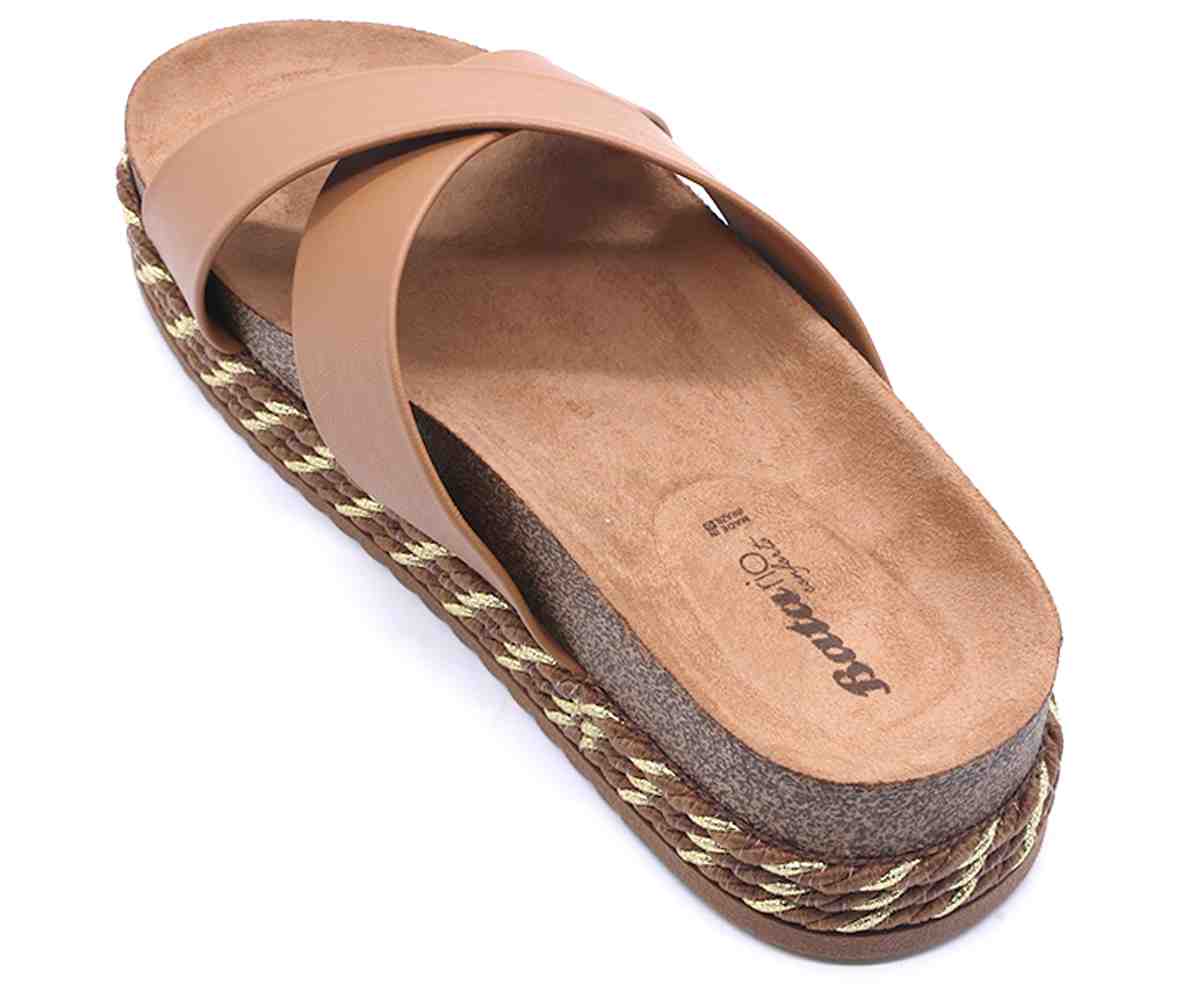 Br Chunky Cork Nude Crossover Slides