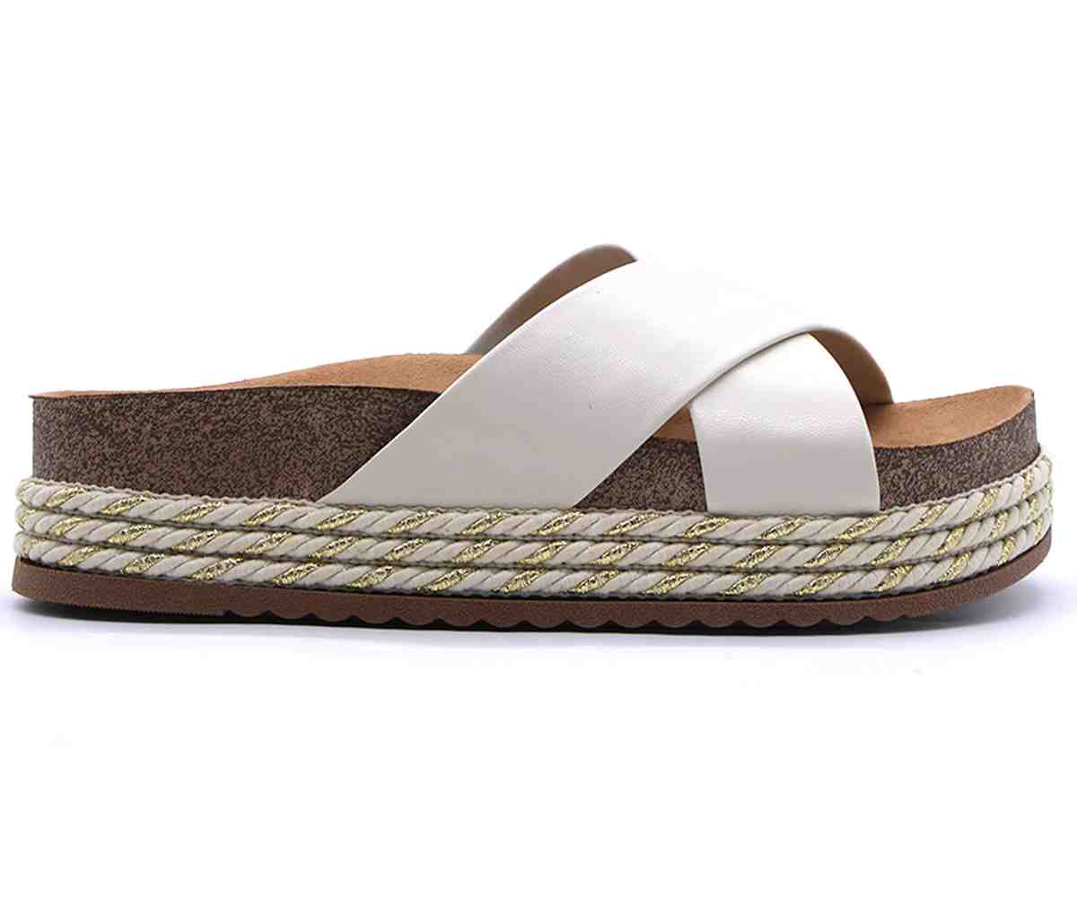 Br Chunky Cork White Crossover Slides