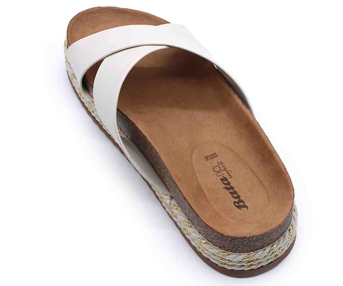 Br Chunky Cork White Crossover Slides