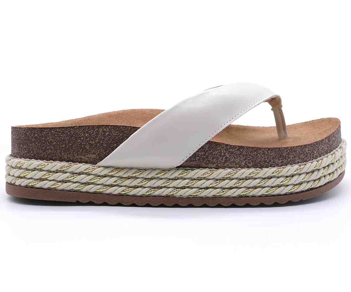 Br Chunky Cork White Thong Slides