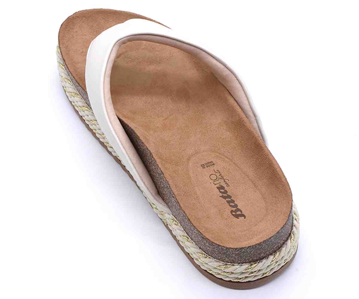Br Chunky Cork White Thong Slides