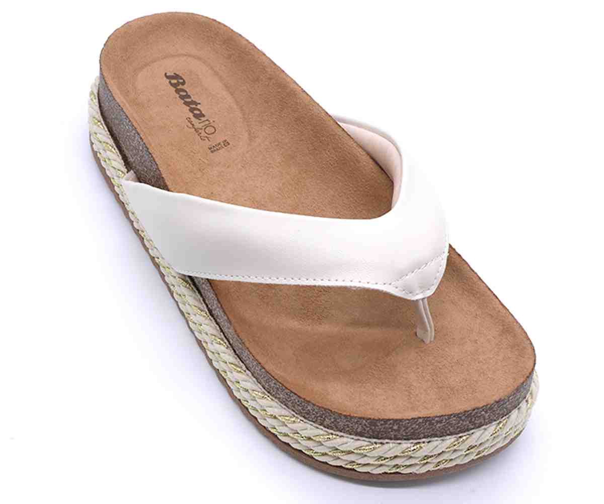 Br Chunky Cork White Thong Slides
