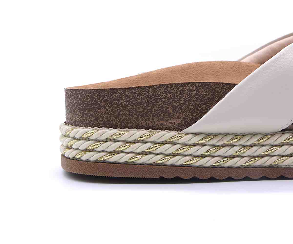 Br Chunky Cork White Thong Slides