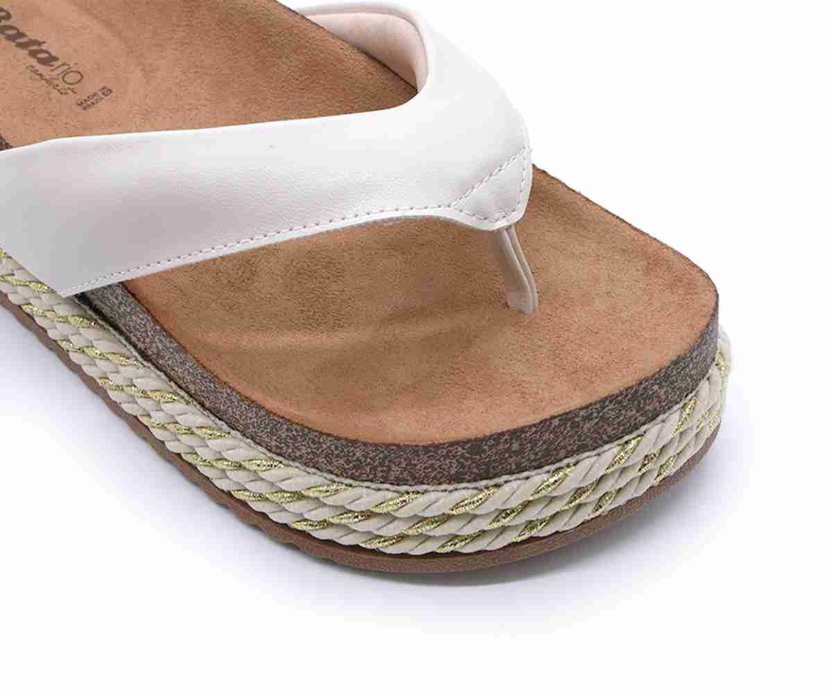 Br Chunky Cork White Thong Slides