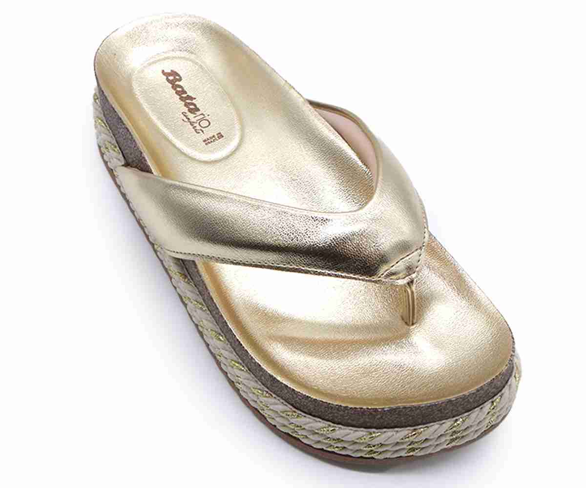 Br Chunky Cork Gold Thong Slides