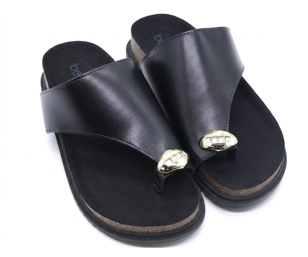 Br Black Toe Ring Cork Slides