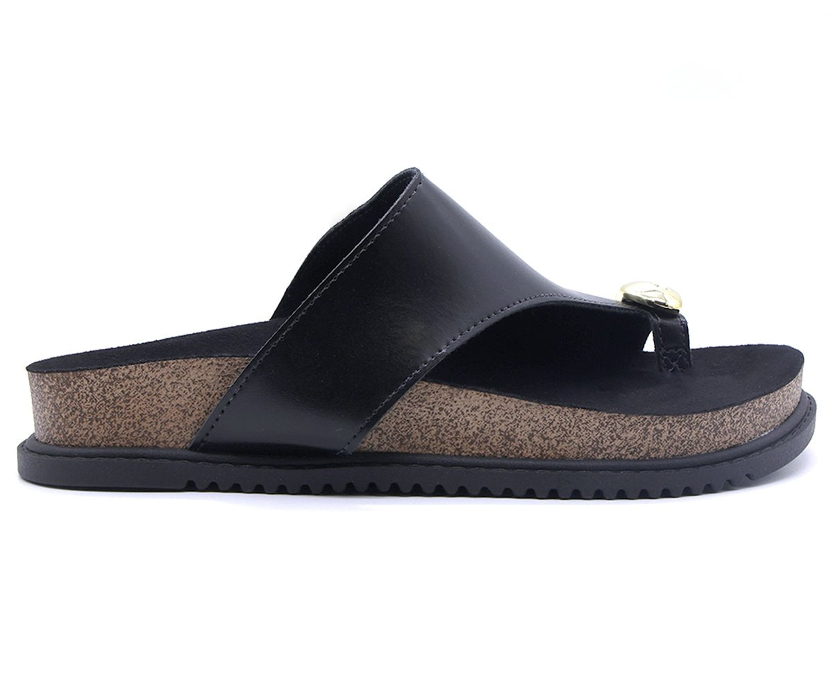Br Black Toe Ring Cork Slides