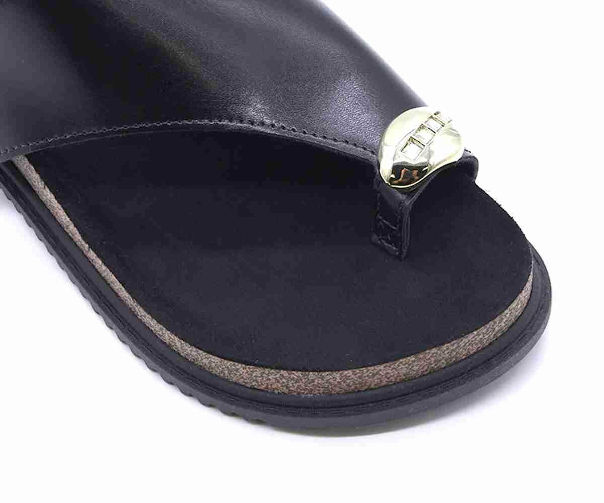 Br Black Toe Ring Cork Slides