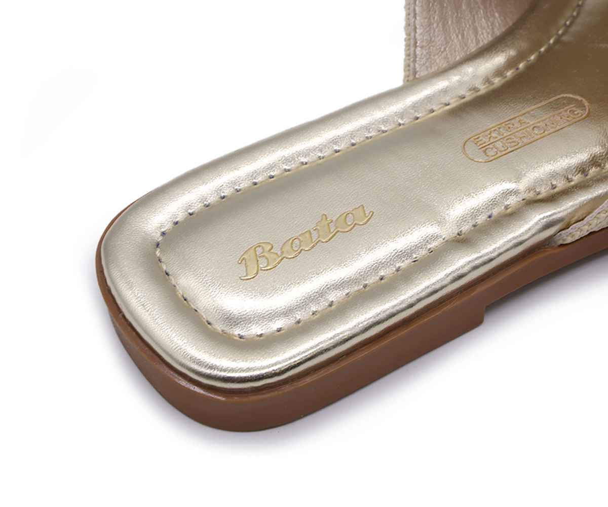 Beige Knit Crossover Slides