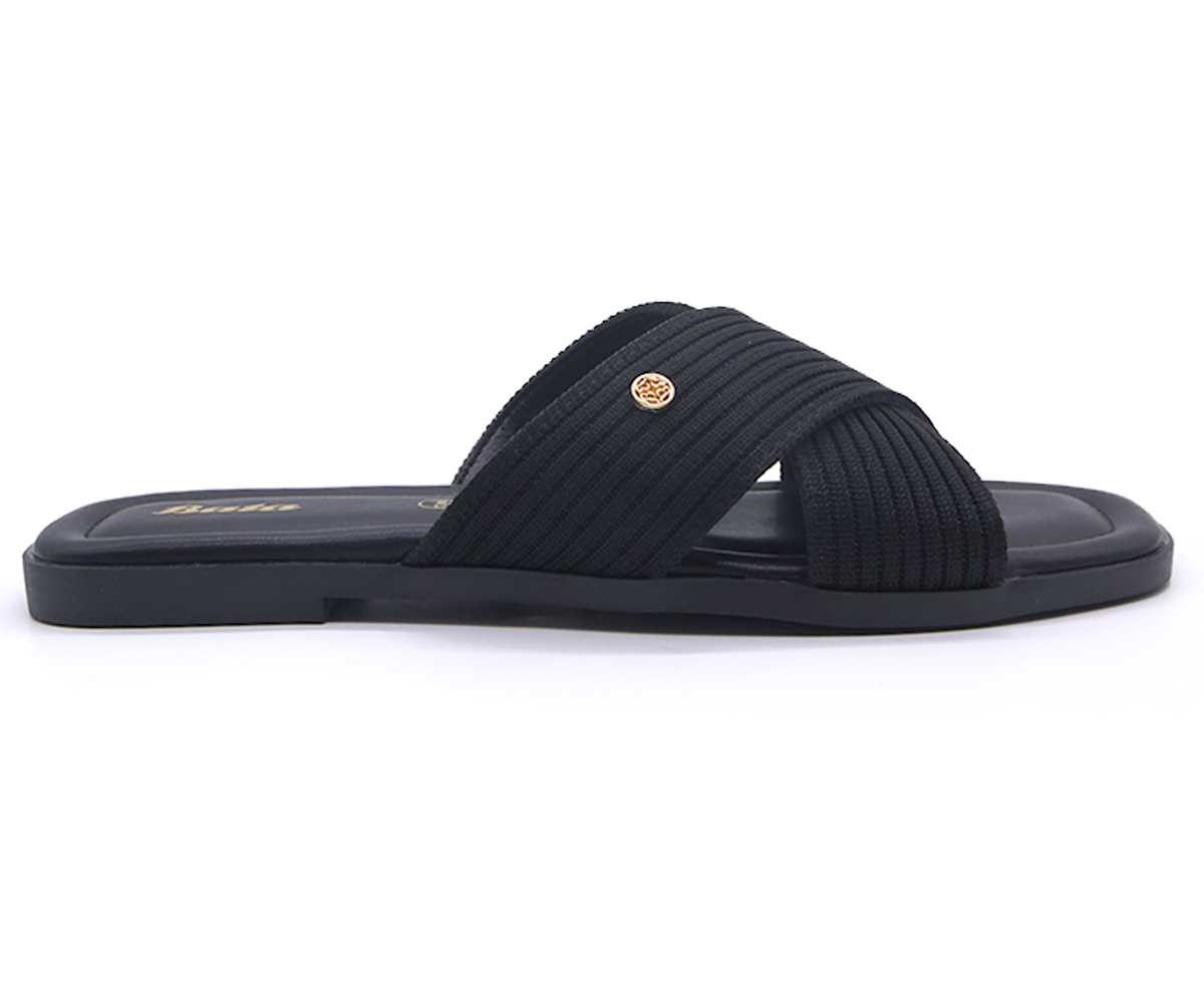 Black Knit Crossover Slides