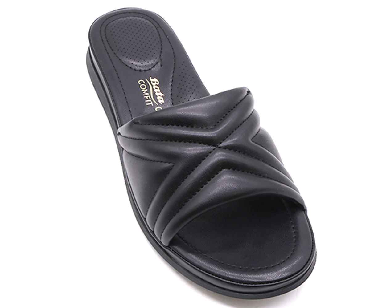 Comfit Black Quilted Slide