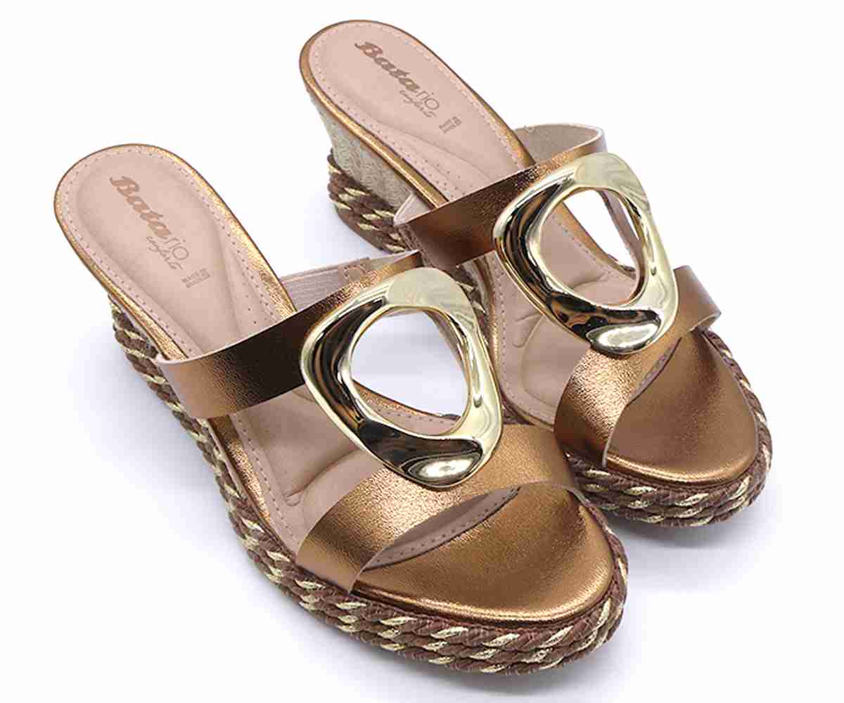 Br Bronze Espadrille Wedge Slides