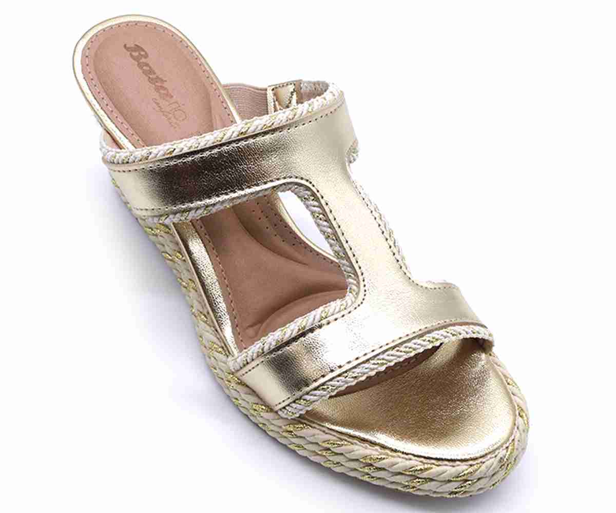 Br Gold Espadrille Wedge Slides