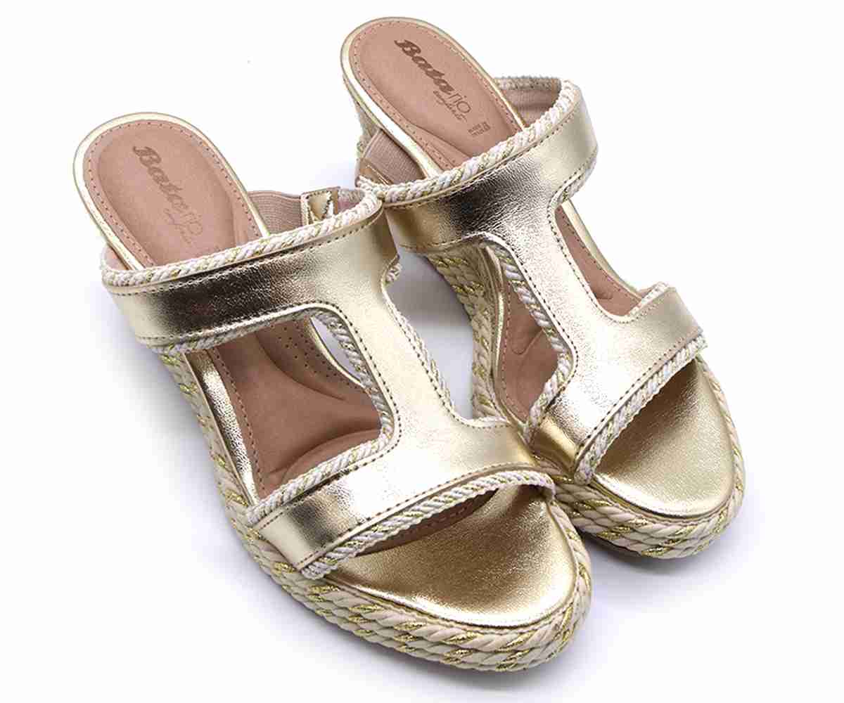 Br Gold Espadrille Wedge Slides