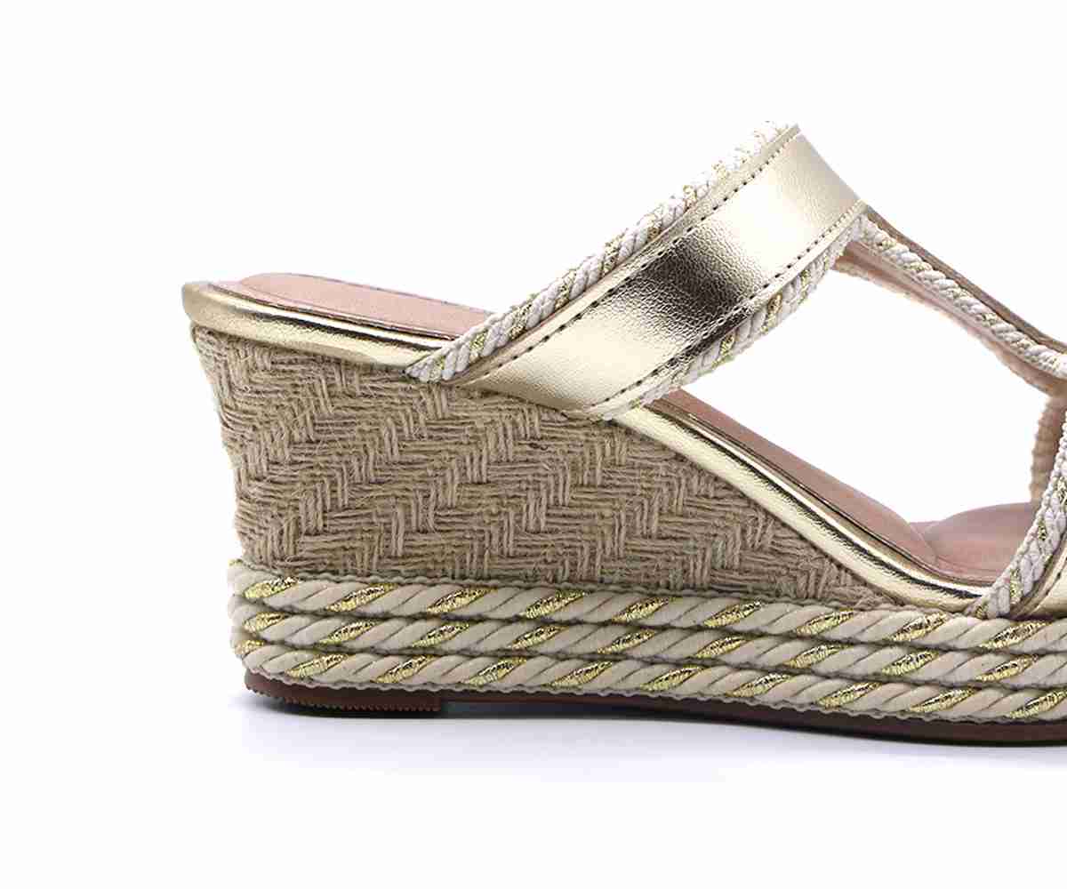 Br Gold Espadrille Wedge Slides