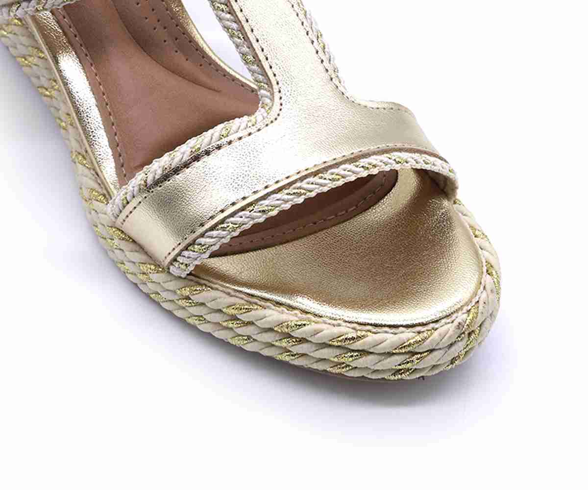 Br Gold Espadrille Wedge Slides