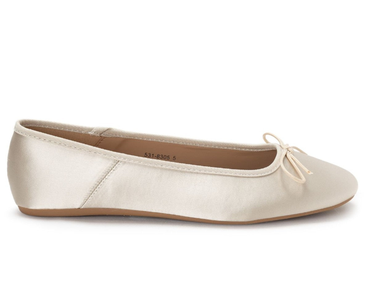 Satin Gold Bow Ballerina