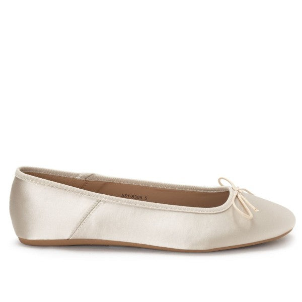 Satin Gold Bow Ballerina