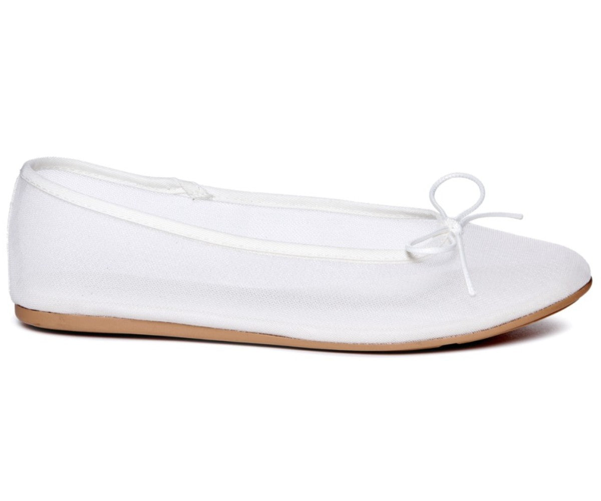 White Mesh Ballet Flats
