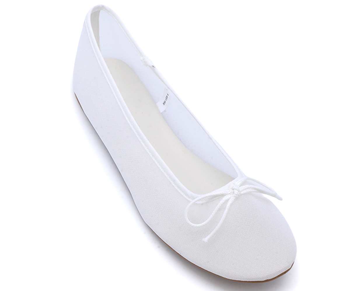 White Mesh Ballet Flats