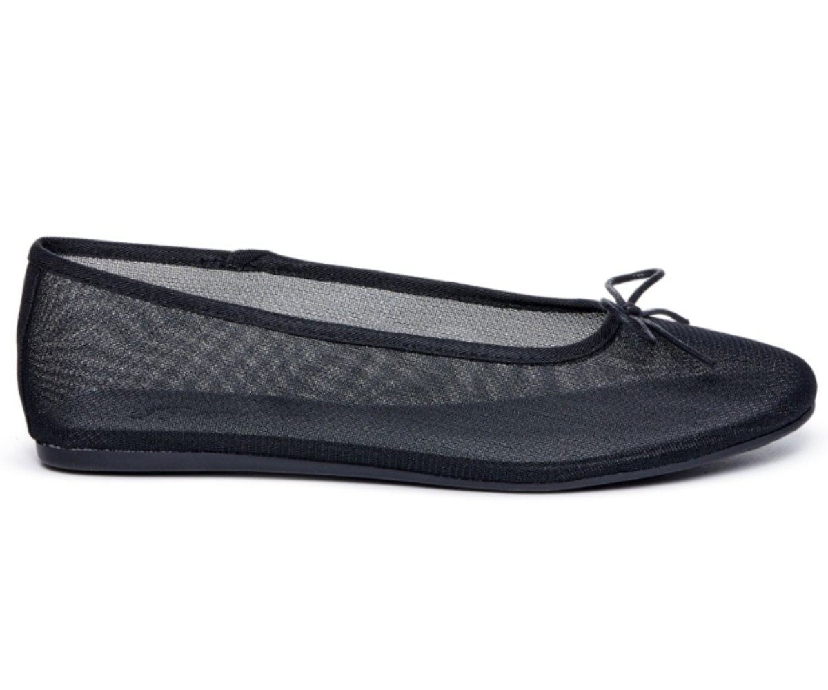Black Mesh Ballet Flats