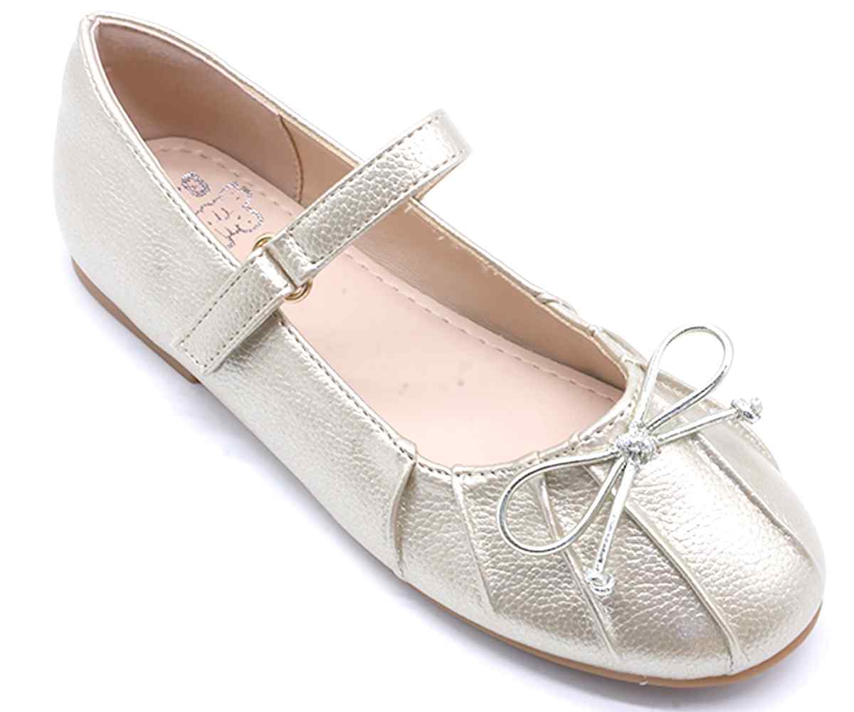 Gold Bow Mary Jane Ballet Flats