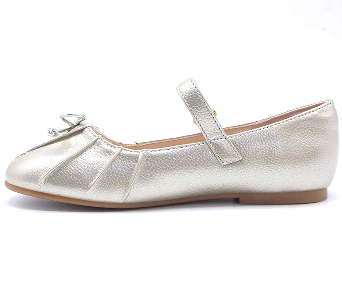 Gold Bow Mary Jane Ballet Flats