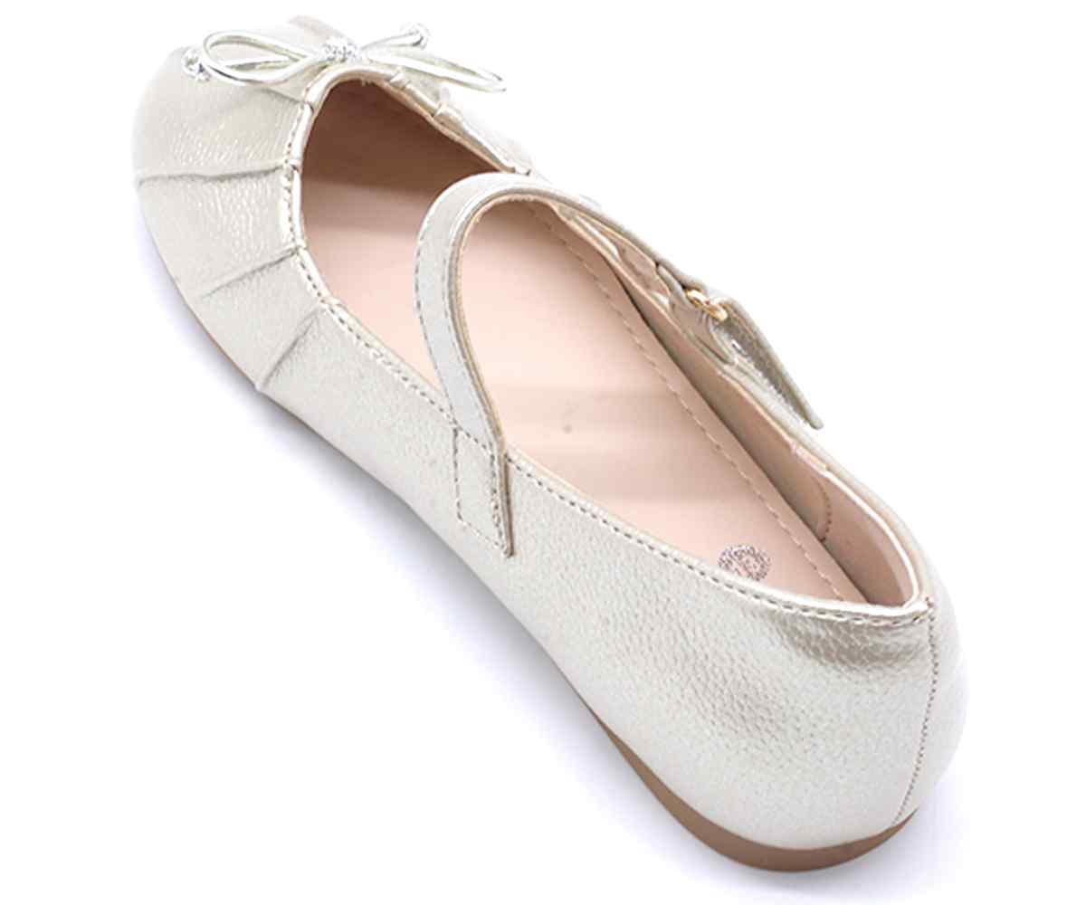Gold Bow Mary Jane Ballet Flats