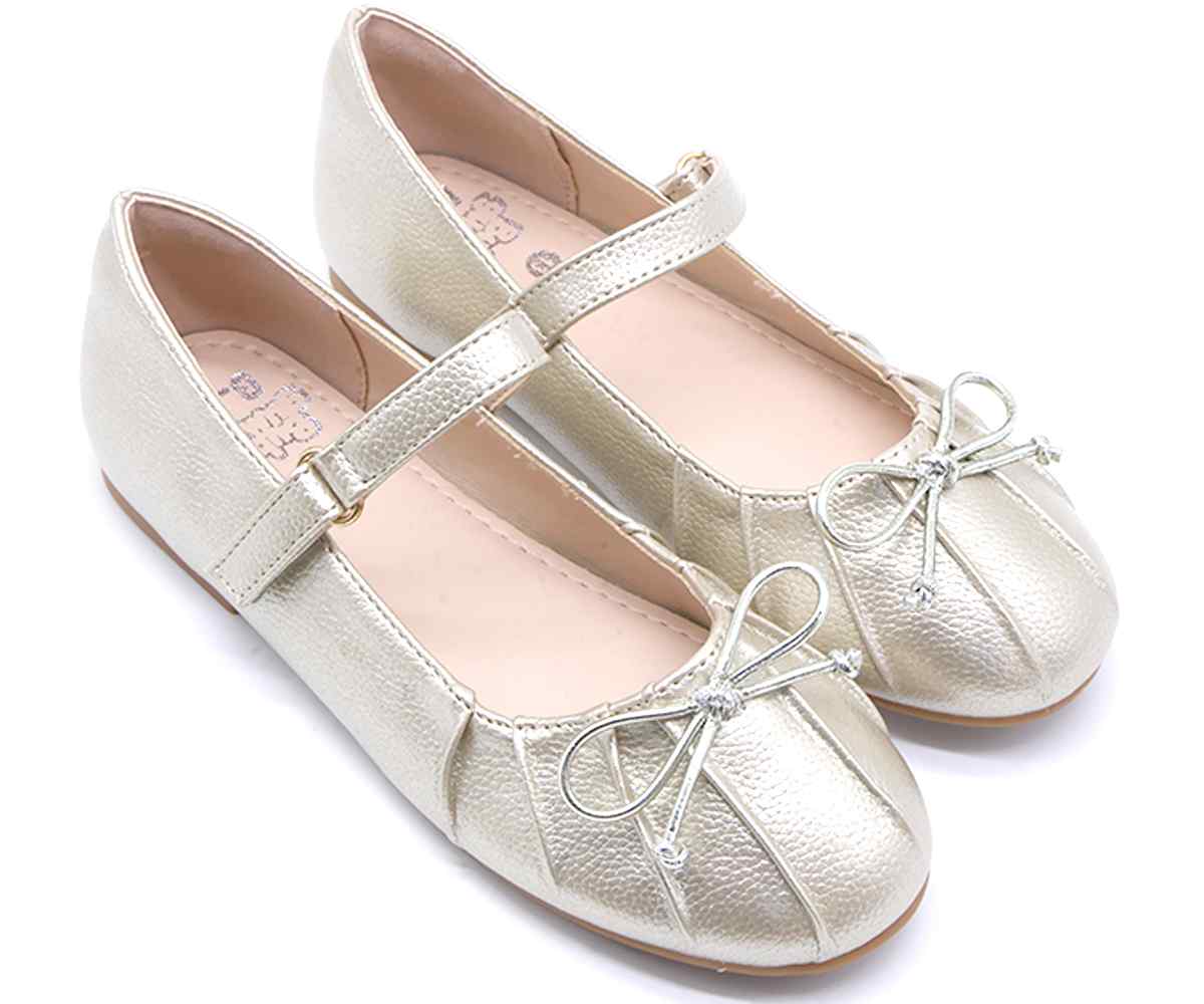 Gold Bow Mary Jane Ballet Flats