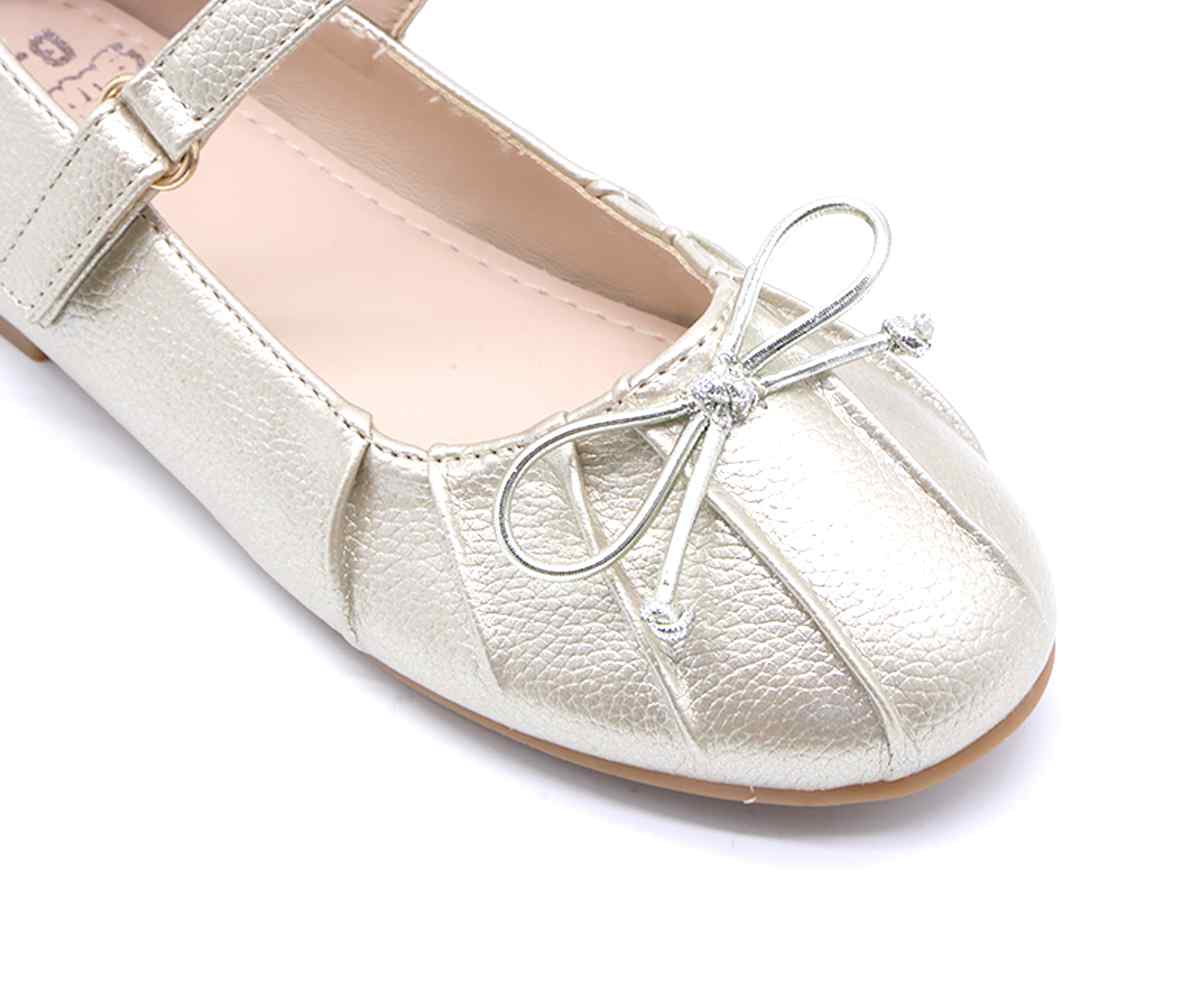 Gold Bow Mary Jane Ballet Flats