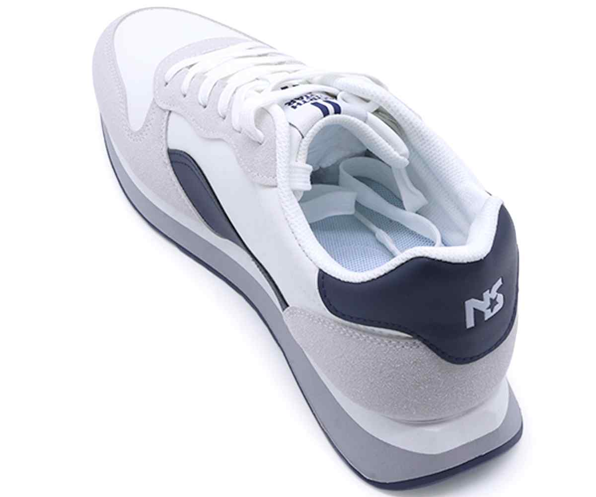 White & Navy Retro Sneakers