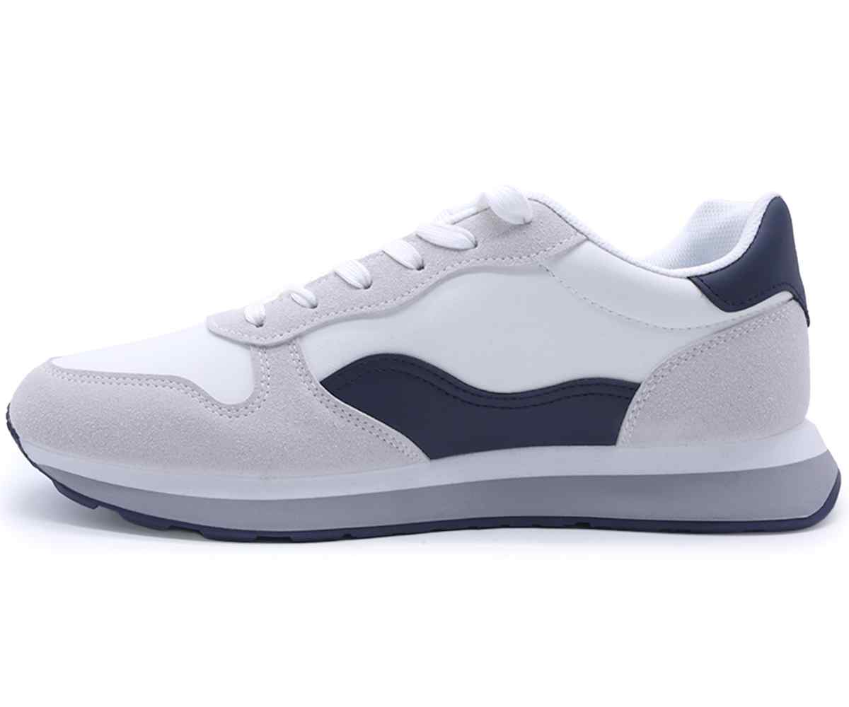 White & Navy Retro Sneakers
