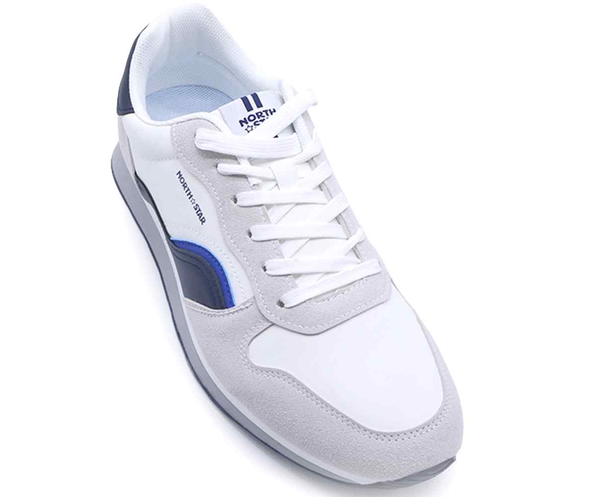 White & Navy Retro Sneakers