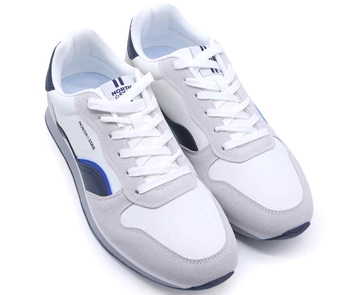 White & Navy Retro Sneakers