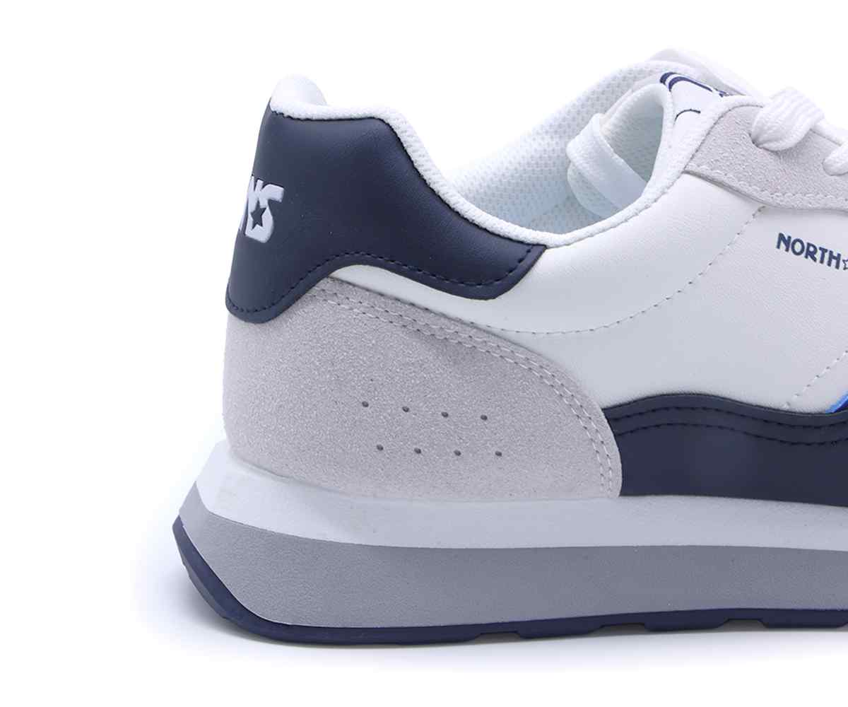 White & Navy Retro Sneakers