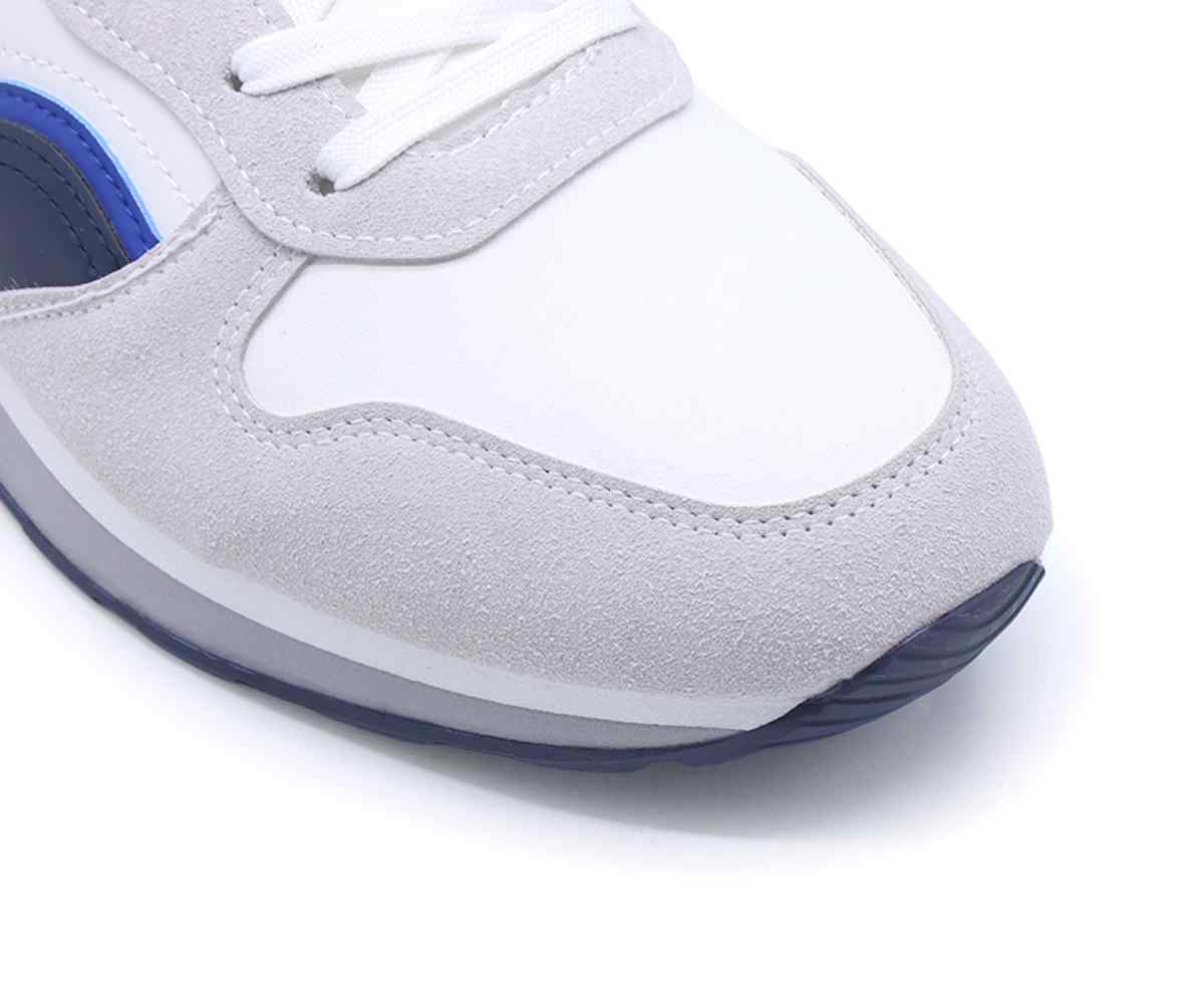 White & Navy Retro Sneakers