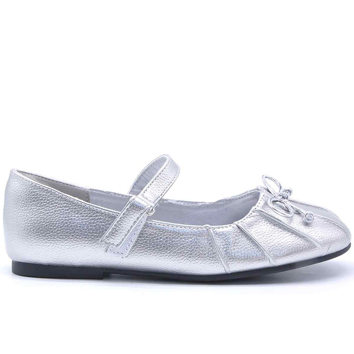 Silver Bow Mary Jane Ballet Flats