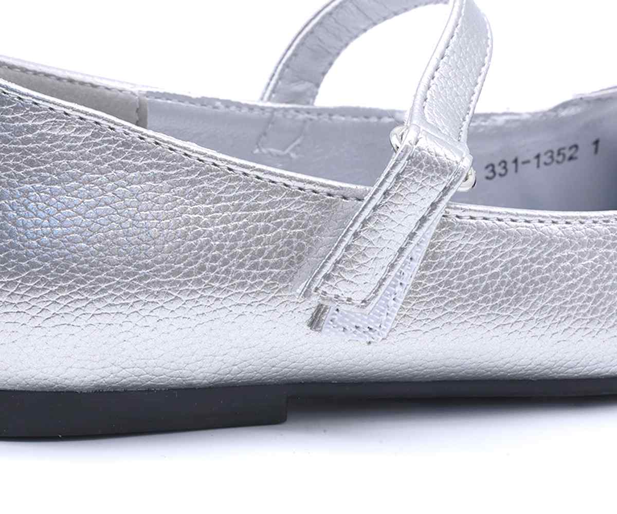 Silver Bow Mary Jane Ballet Flats